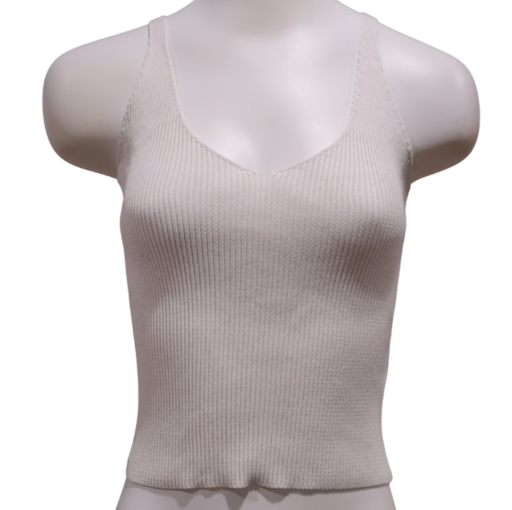 White Ribbed Tank Top